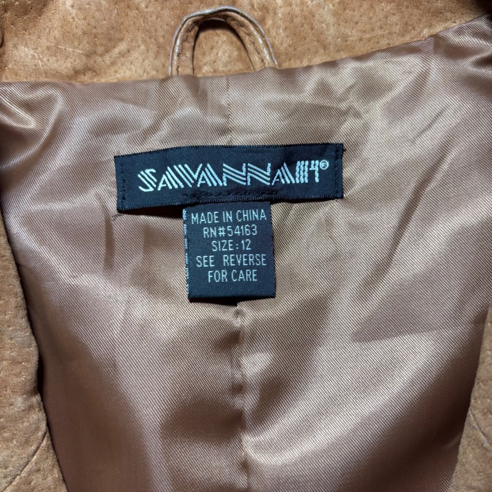 Savannah Tan Brown Genuine Suede Leather Blazer Jacket Single Button Womens 12 - Picture 2 of 5